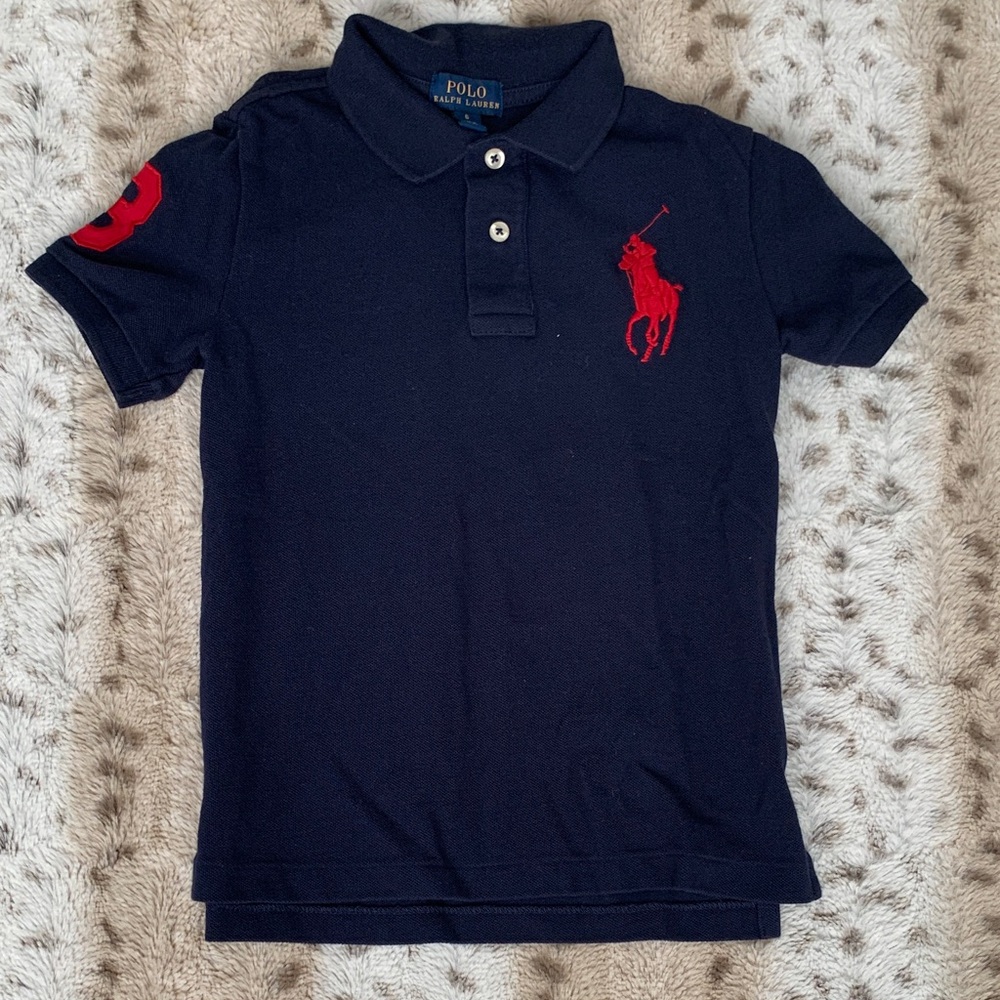 Ralph Lauren Kids Navy Polo with Red Emblem